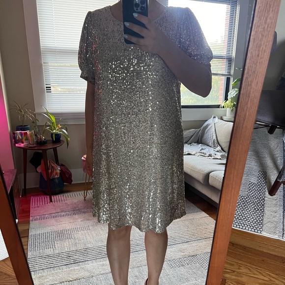 Cable & Gauge Dresses Cable And Gauge Puff Sleeve Sequin Swing Dress Poshmark